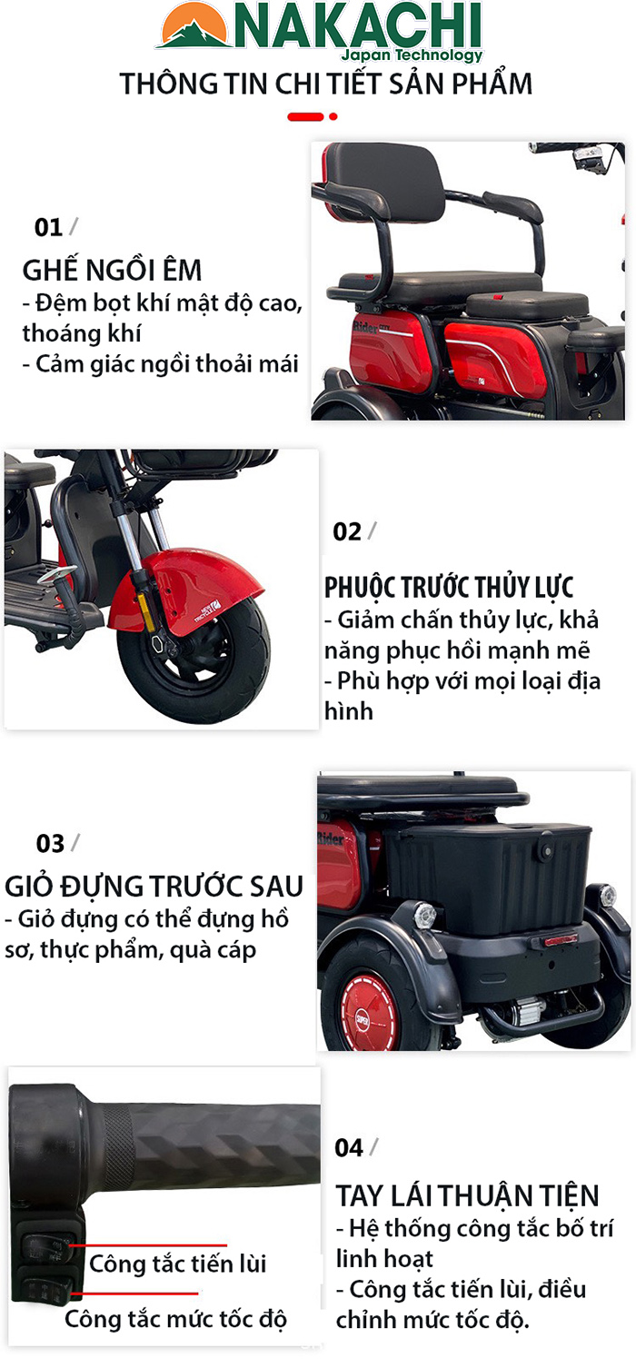 t&iacute;nh năng xe điện 3 b&aacute;nh NC-X03
