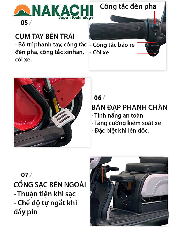 t&iacute;nh năng của xe điện 3 b&aacute;nh NC-X03